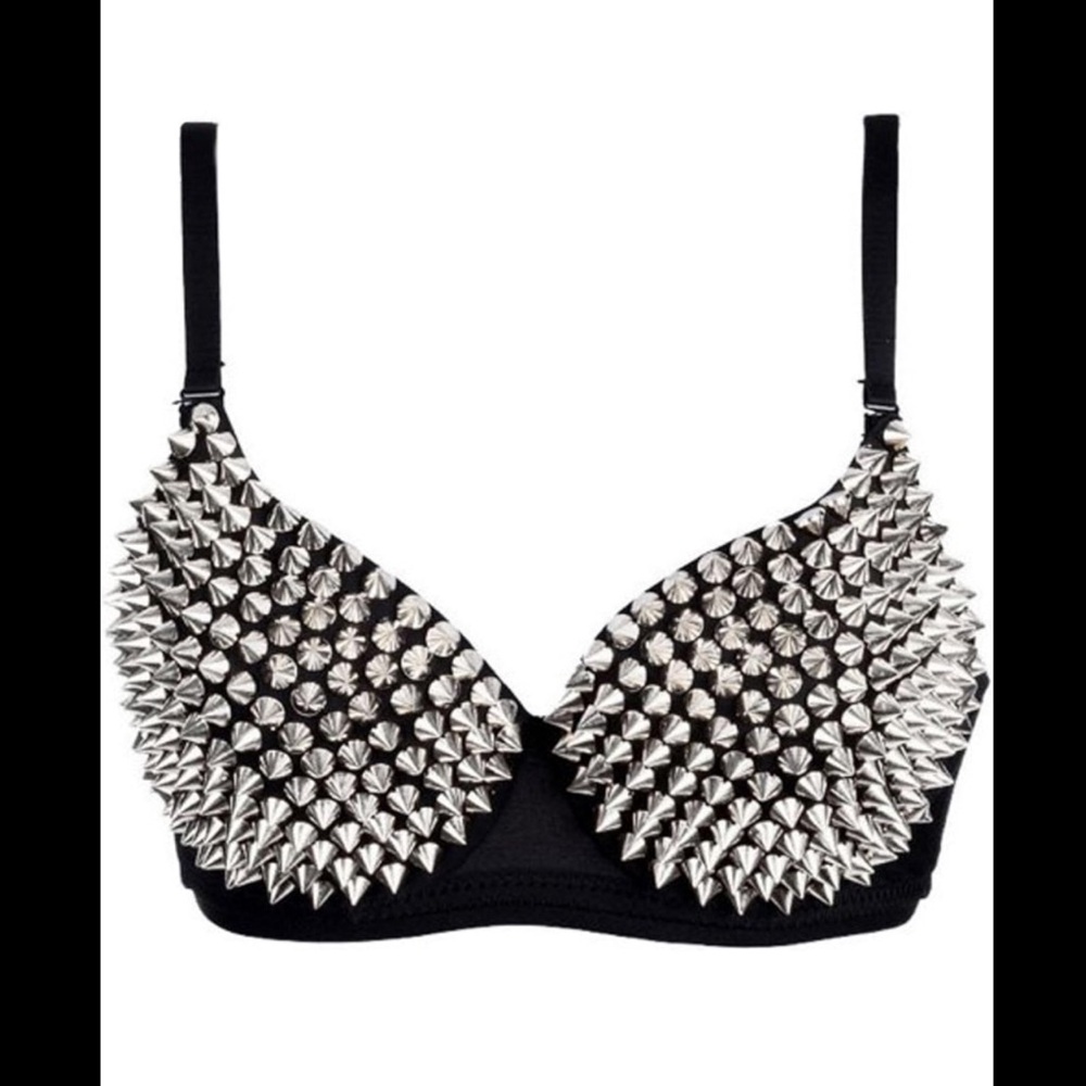 Black Bra with Silver Studs